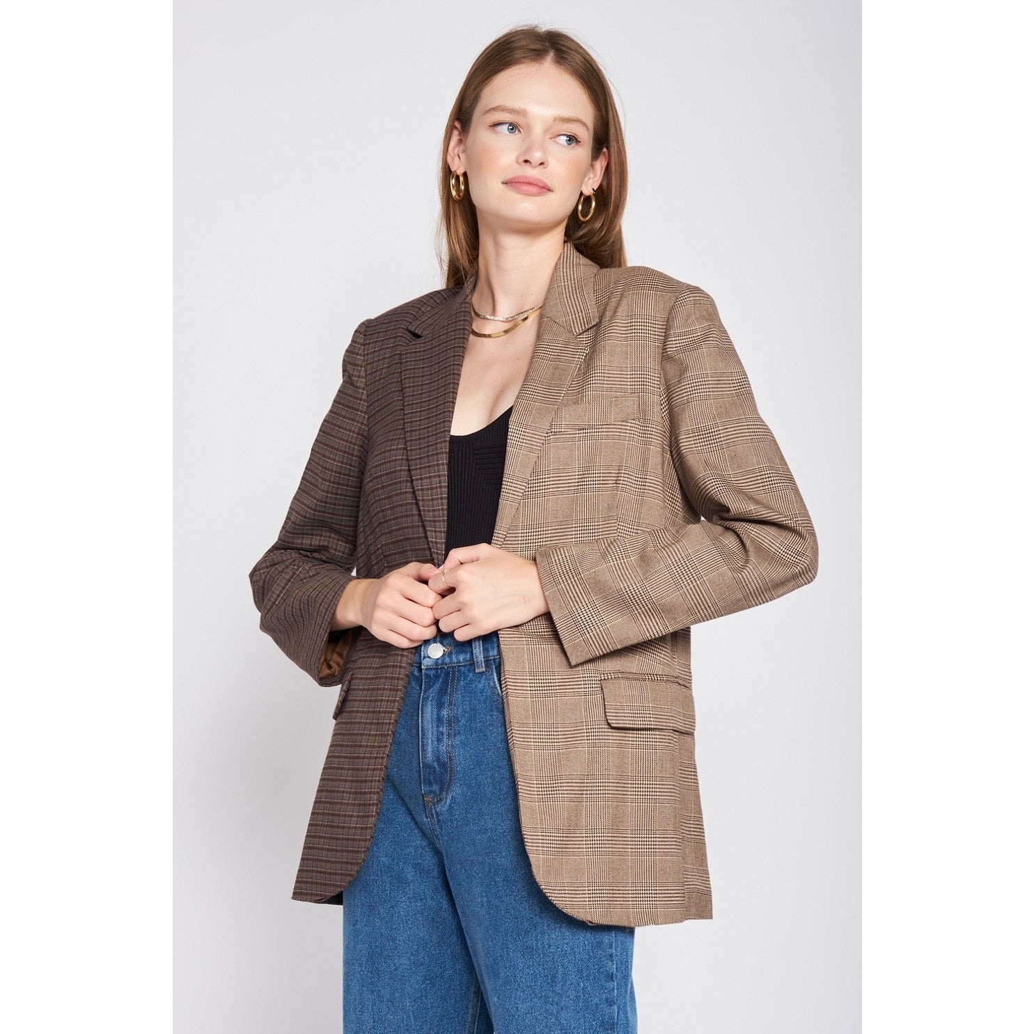 Women's oversized plaid clearance blazer
