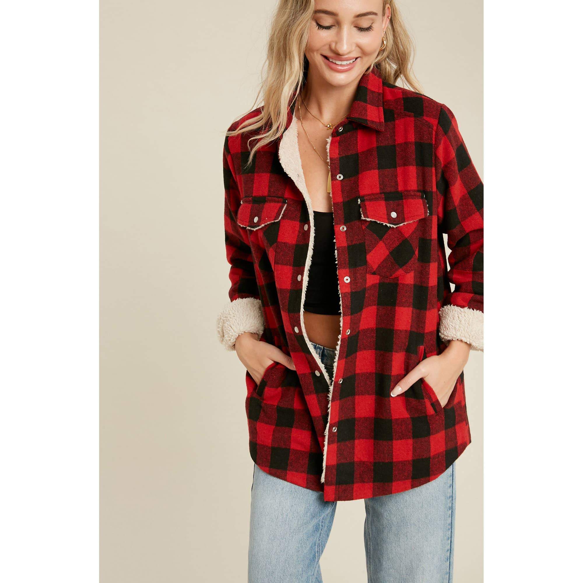 Buffalo check sales sherpa jacket